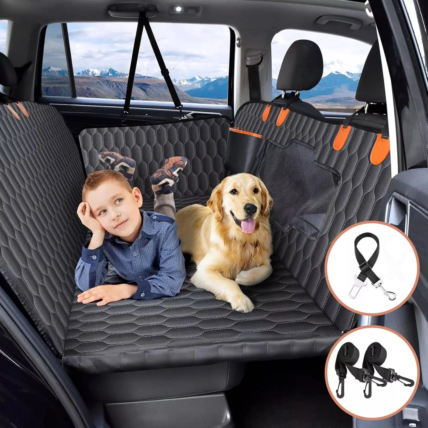 

Dog Car Seat Cover for Pets 100% Waterproof Seat Cover Hammock 600D Heavy Duty Scratch Proof Nonslip Durable Soft Back SeatCover