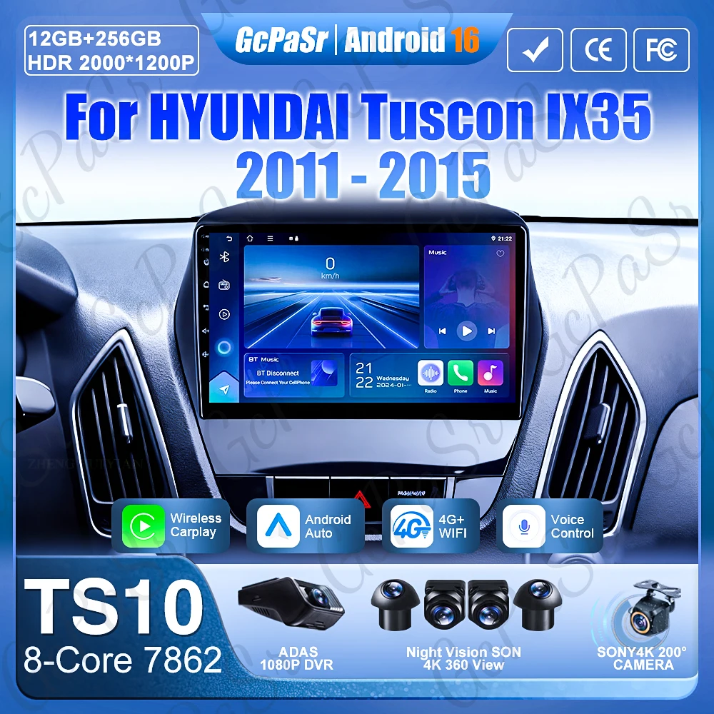

Car Radio For HYUNDAI Tuscon IX35 2011 2002 2003 2004 2015 Android Auto Stereo Carplay Multimedia Player 2k Touch Screen BT DVD