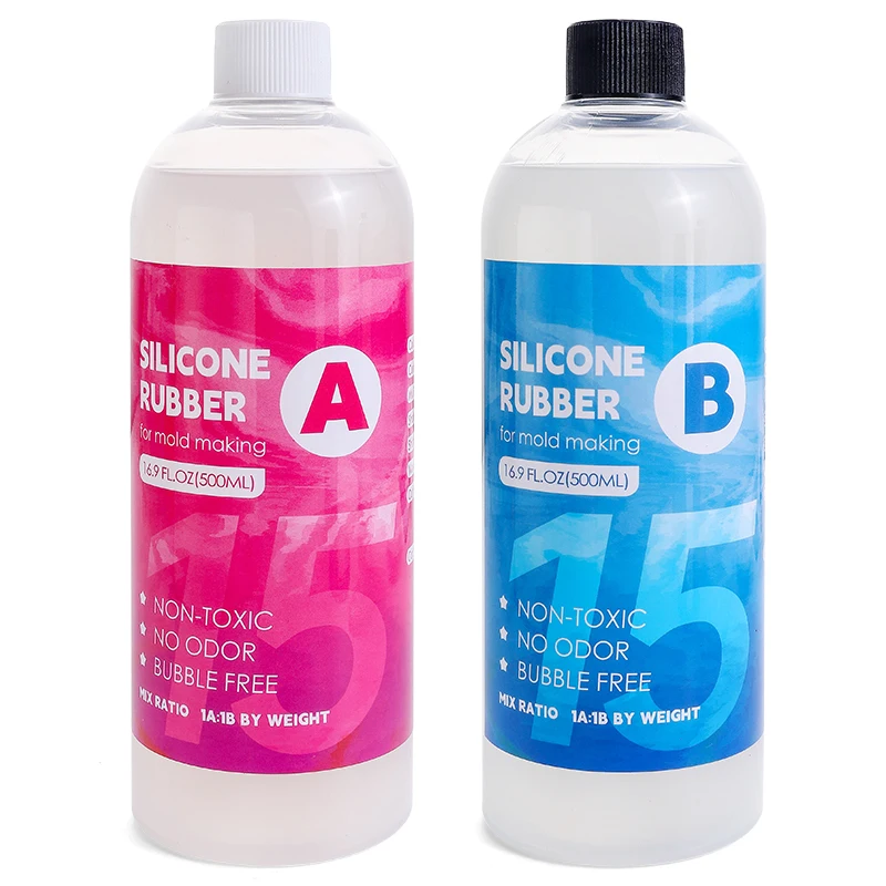 500/1000ml Silikonformen-Set - 1:1 Mischungsverhältnis Durchscheinender Silikonkautschuk Ungiftiges Flüssiges Silikon für DIY-Formenbau