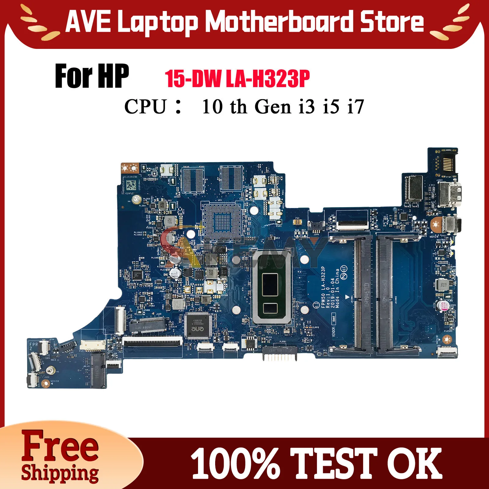 

LA-H323P для ноутбука HP Pavilion 15-DW, материнская плата L68076-601 L51986-601 с процессором i3 i5 i7 8-го 10-го поколения UMA, 100% тестирование