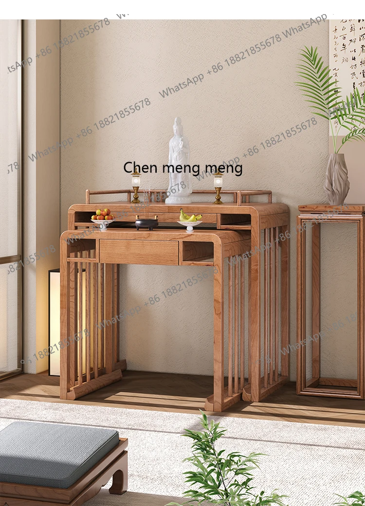 d178 new Chinese solid wood table combination for Taiwan Guanyin God of Wealth home living room Buddha table Buddhist hall
