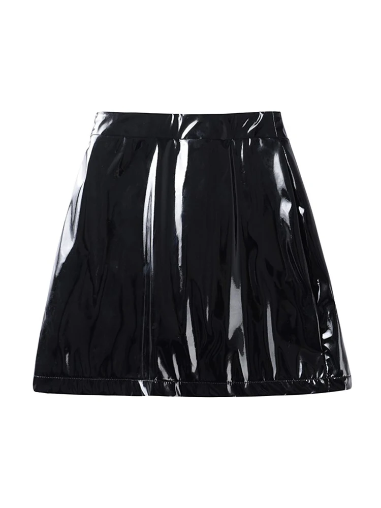 Women\'s PU Leather Skirt High Waist Black Bag Bright Leather Korean Fashion Female Sexy Club Mini Skirt Summer Y2k 2024