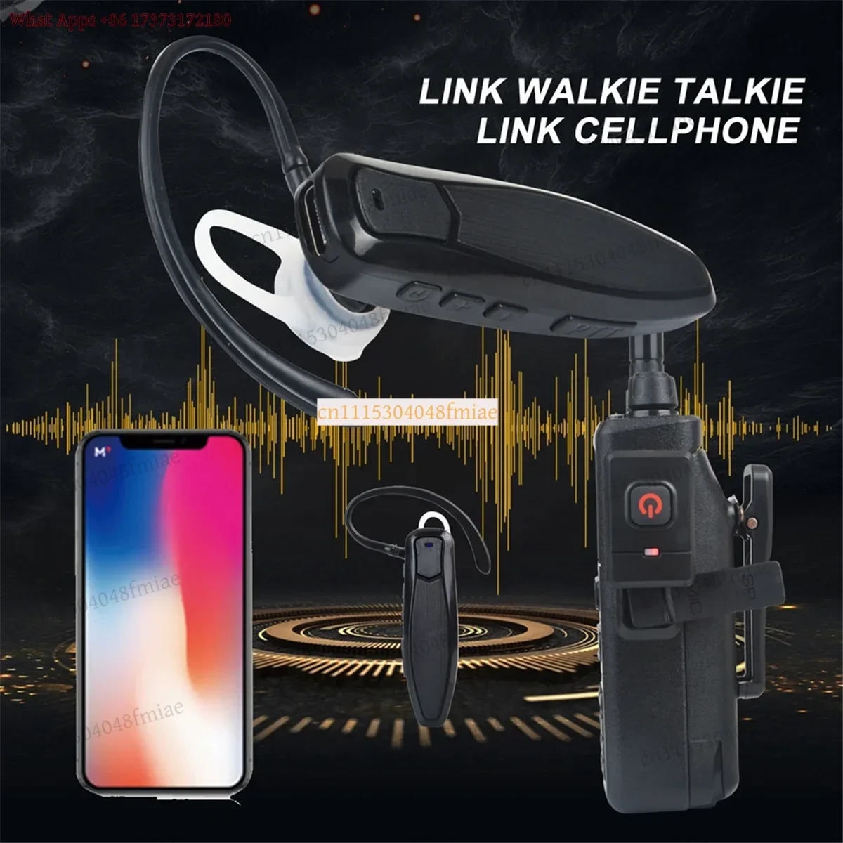 ko3 Walkie Talkie Wireless Bluetooth PTT Headset Earpiece Hands-Free K Plug for Kenwood Microphone