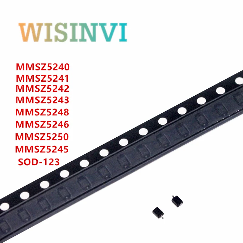50PCS MMSZ5240 MMSZ5241 MMSZ5242 MMSZ5243 MMSZ5245 MMSZ5246 MMSZ5248 MMSZ5250 Zener Voltage Regulators 500 MW SOD−123