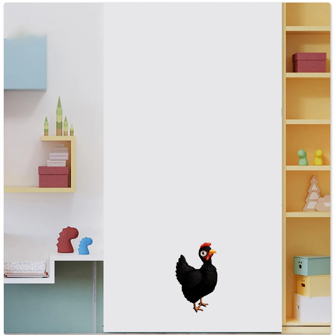 Three Ratels CP64 Cartoon hen and rooster pastoral style animal wall stickers for home decoration