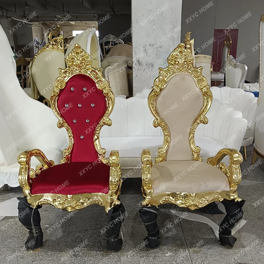 2PCS  Royal Wedding Antique King And Queen Throne Chairs Princess Chairs Rental Furniture