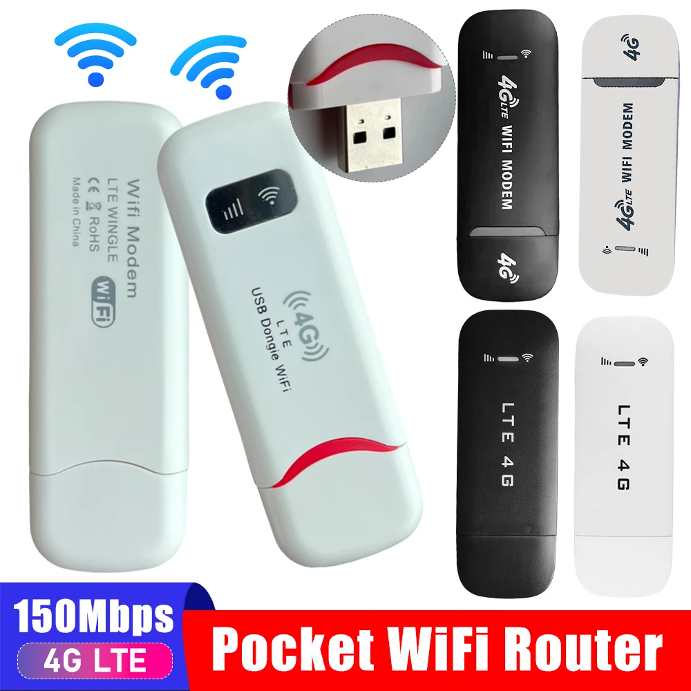 

4G LTE Wireless WiFi Mobile Router USB Modem Dongle 150Mbps SIM Card Network Card Pocket WiFi Hotspot Router for Home Office