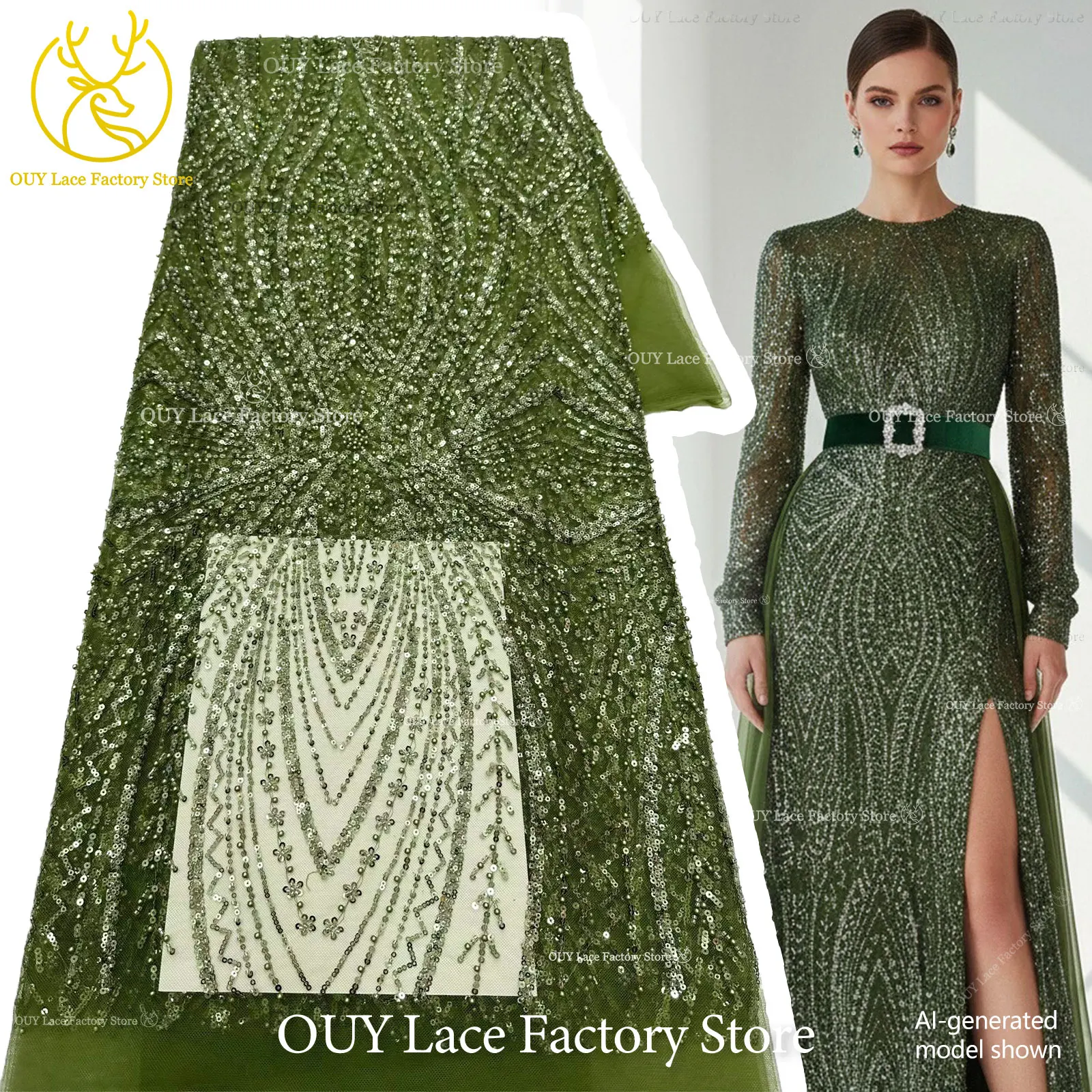 

Exquisite Colorful African Beaded Mesh Lace Fabric 5 Yards High Quality French Tulle Lace Fabric For Bridal Party Dress Sewing