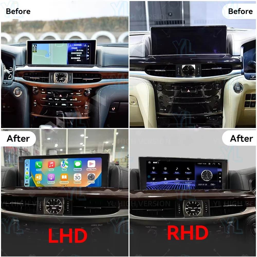 12.3 inch Car Android 14 Screen Auto Stereo For Lexus LX570 470 2016-2019 Multimedia Auto Radio Carplay 4G SIM Satnav Media DSP