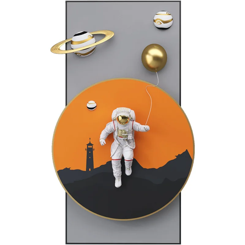 Light Luxury Astronauts Wall Decorations Landscape Hanging Three-Dimensional Relief Living Room Sofa Background Wall