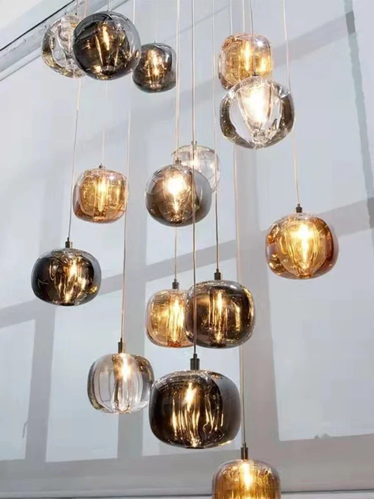 Nordic Luxury Glass Apple Pendant Lamp Design Bedside Restaurant Bar Counter Staircase High-end Chandelier Indoor Decor Lighting