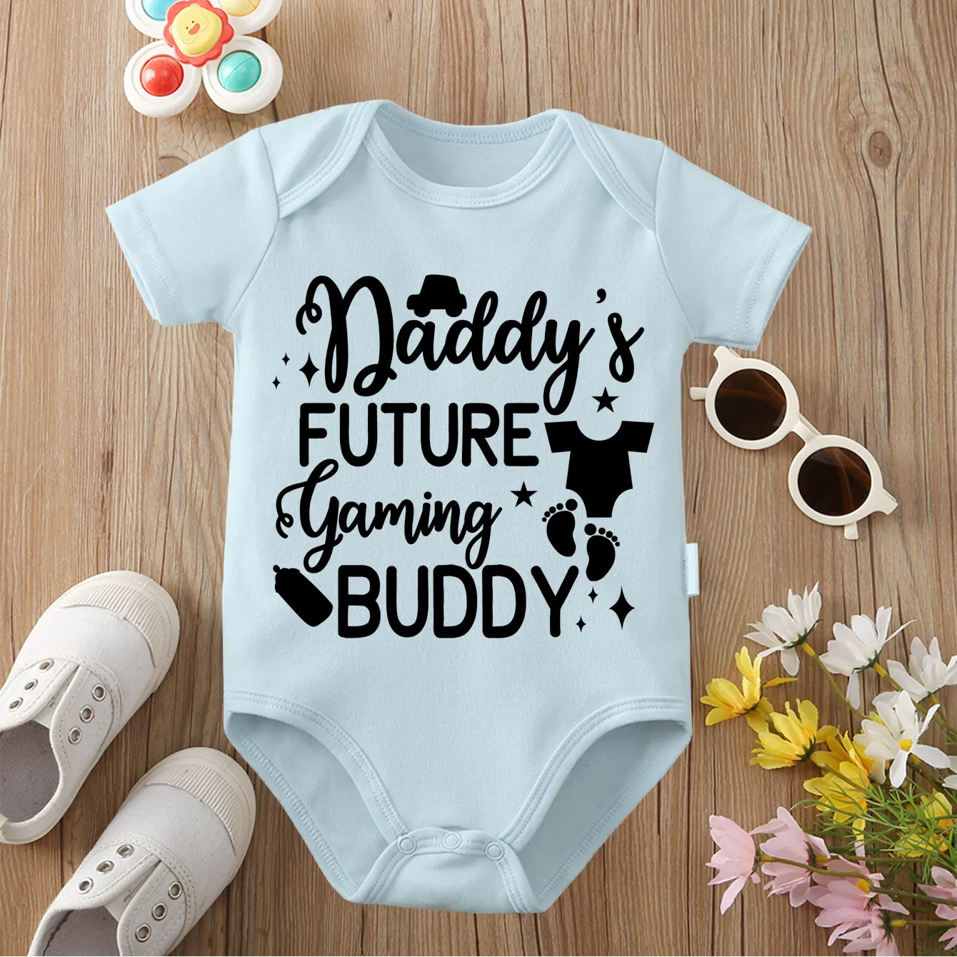 

Daddy's Future Gaming Buddy с принтом, удобный комбинезон из чистого хлопка для ребенка, комбинезон для новорожденных от 0 до 12 месяцев