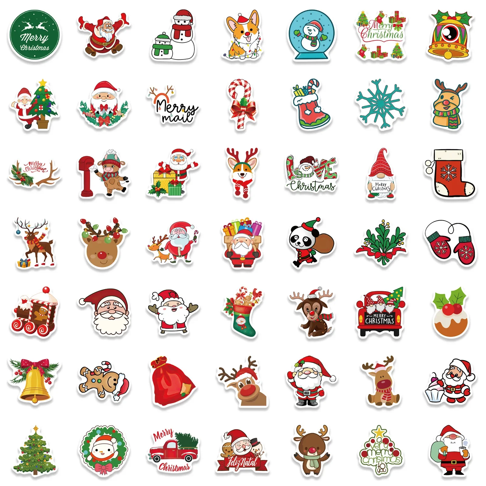 10/50/100pcs Kawaii Cartoon Christmas Santa Claus Aesthetic Stickers Kids Toy Diary Laptop Scrapbook Decoration Graffiti Sticker