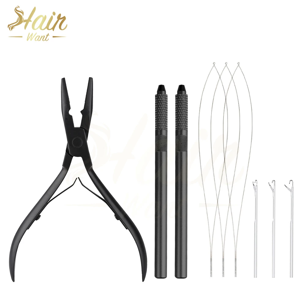 

Hair Want Microlink Pliers Hair Extension Tool Kit for Feathers Extensions Loop Tools Loop Needle Hair Threader Pulling Needle