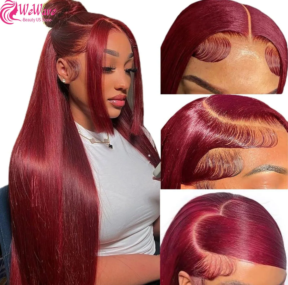 Peruca dianteira do laço do cabelo humano 13x4 de alta densidade 99j osso em linha reta borgonha 13x6 hd perucas frontais do laço para wmen 30 Polegada escolha colorida