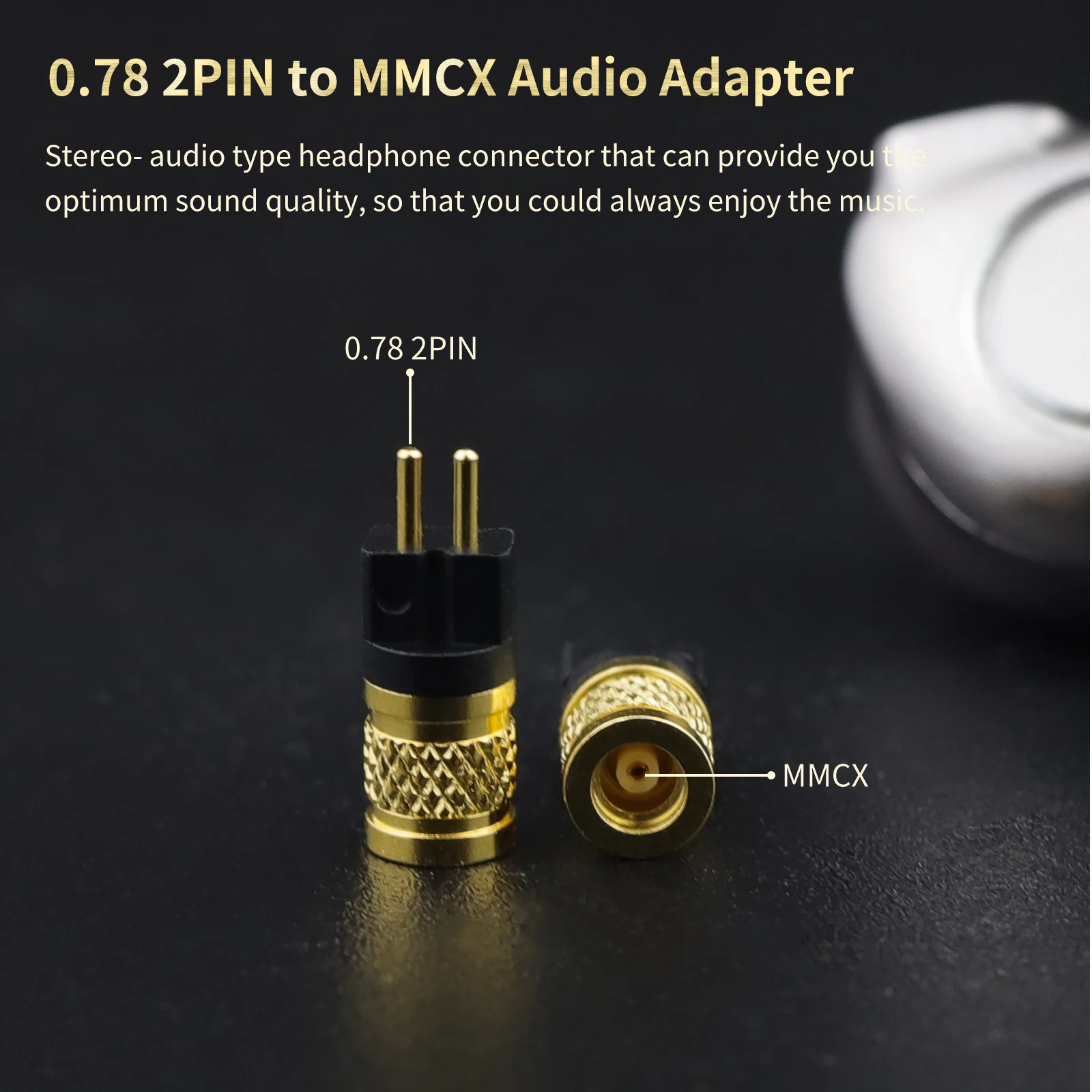 OKCSC Earphone Connecter 0.78MM 2 PIN Male to MMCX Female Adapter