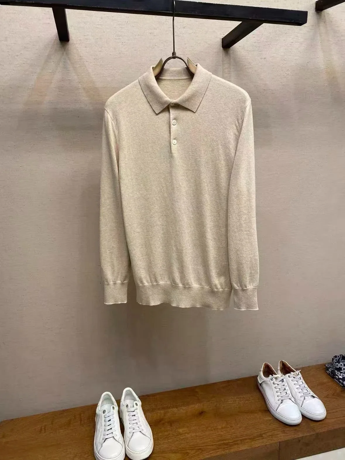 

Трикотажная рубашка-поло с длинными рукавами из смесовой хлопковой ткани BC