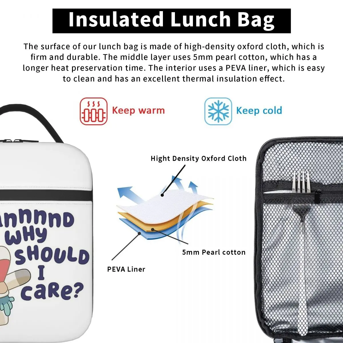 Blueys Unicorse Insulated Lunch Bag for Women Kids Portable Food Boxes Thermal Lunch Box Tote