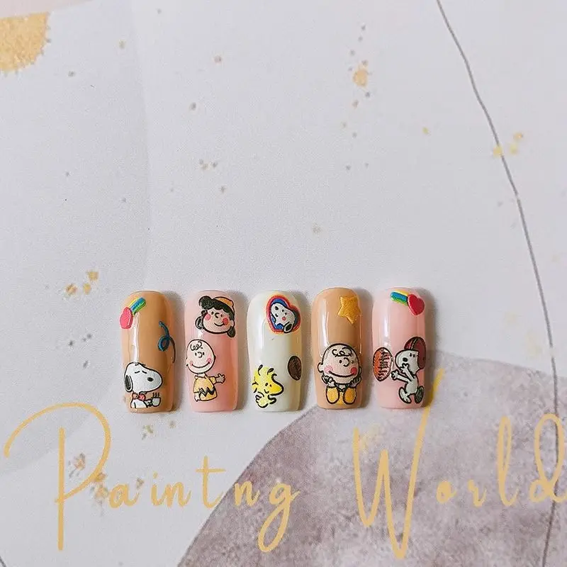 Snoopy Nail Art Stickers Anime Peripheral Cartoons Cute Waterproof Three-dimensional Decoration Nail Art Decals Wholesale