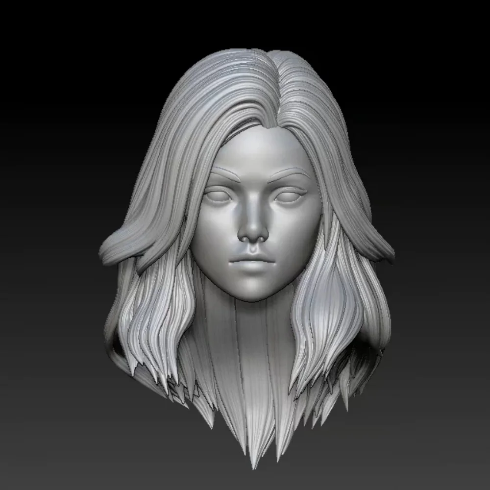 【Unpainted】1/12 Scale Female Soldier Miranda Lawson Iconic Wavy Long Hair White Head Sculpture For 6'' Action Figure Model