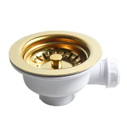 Talea Kitchen Sink Strainer without overflow 114MM Polished Golden Drainer xk225c036-1