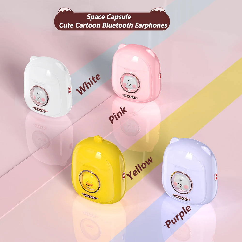 

Space Capsule Cute Cartoon Wireless Bluetooth Ultra-Long Standby Earphones Semi-in-ear ENC Noise Canceling Earbuds For Girl Gift