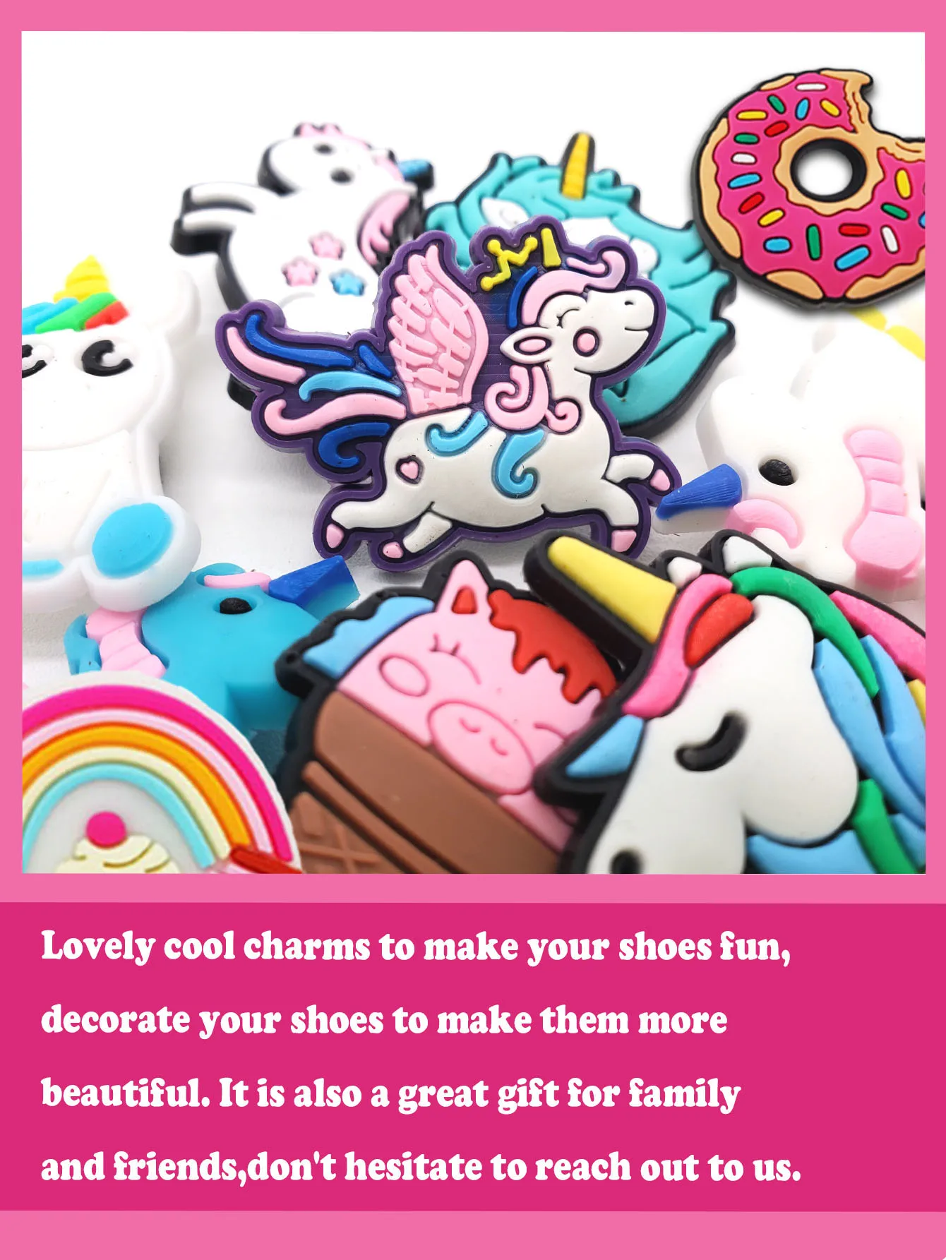 16Pcs Unicorn Cartoon Series Shoe Charms For Slides Sandals, PVC Shoe Decorations Accessories For Christmas Birthday Gift Party