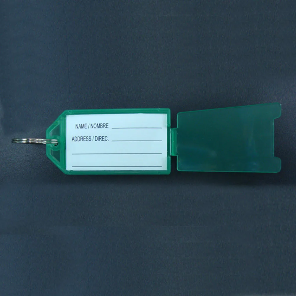 

40 шт. цветных пластиковых бирок-идентификаторов для ключей, 4 разных цвета, с откидной крышкой для багажа, с прочным кольцом-разделителем