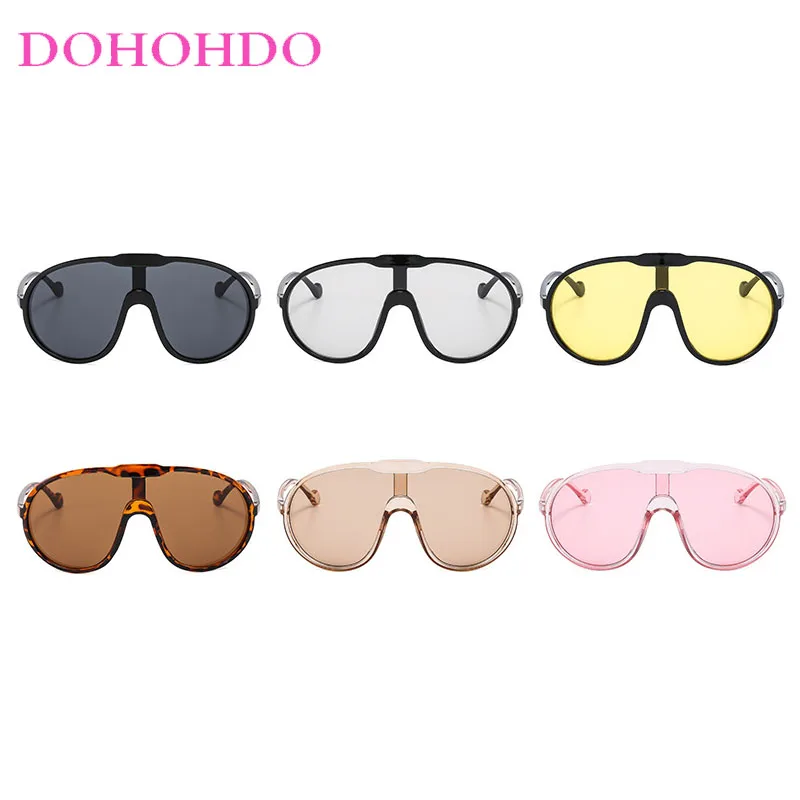 

2025 New Fashion Vintage Round One Piece Sunglasses For Women Men Yellow Oversized Sun Glasses Female Shades UV400 Eyeglasses