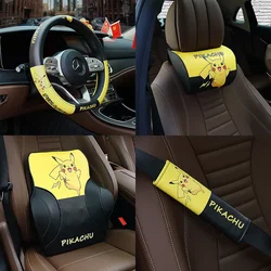 Pokemon Pikachu Car Steering Wheel Cover Korea Four Seasons Universal Creative Seat Belt Cover Seat Headrest Auto Accessories