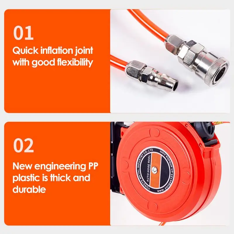 자동 개폐식 에어 호스 릴, 공기 압축기 호스 릴, 회전 누출 방지, 자동차 유지 보수용, 6m