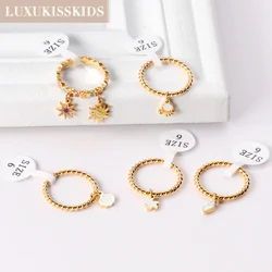 LUXUKISSKIDS Rings With A Charms Korean Fashion Seafish Shell Pendant Finger Bague For Women/Girls Summer Party Jewelry Bijoux