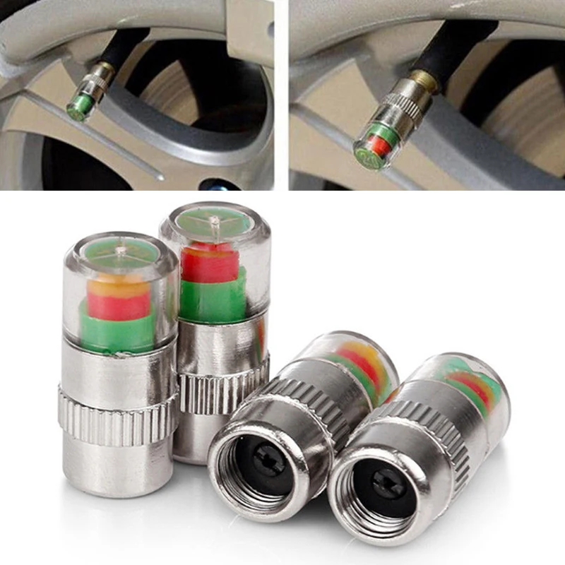 

4pcs Sensors Car Tire Valve Caps Pressure Test Tester Monitor Diagnostic Tools Indicator Motorcycle Accessories