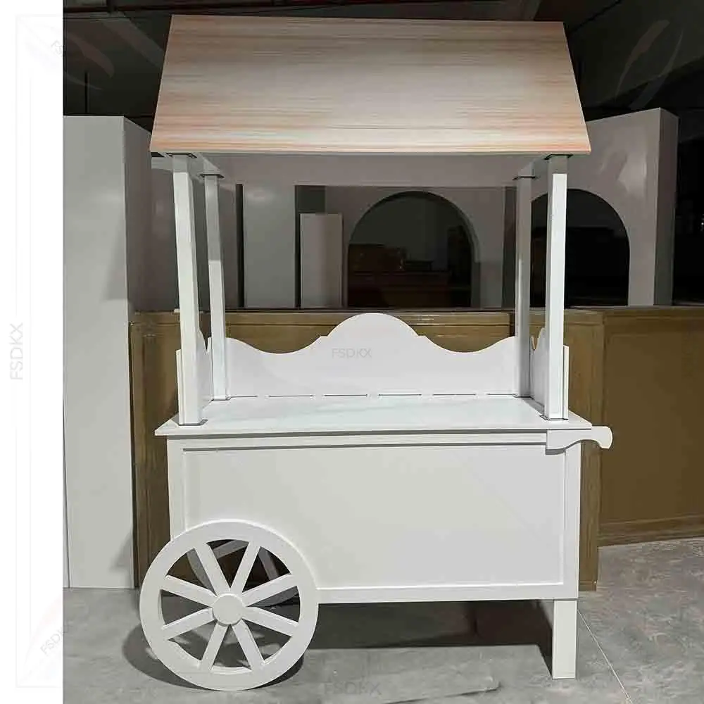 Wooden Candy Cart With Wheels for Parties Event Backdrop Cart Wedding Flower Sweet Candy Cart for Wedding Party Decoration