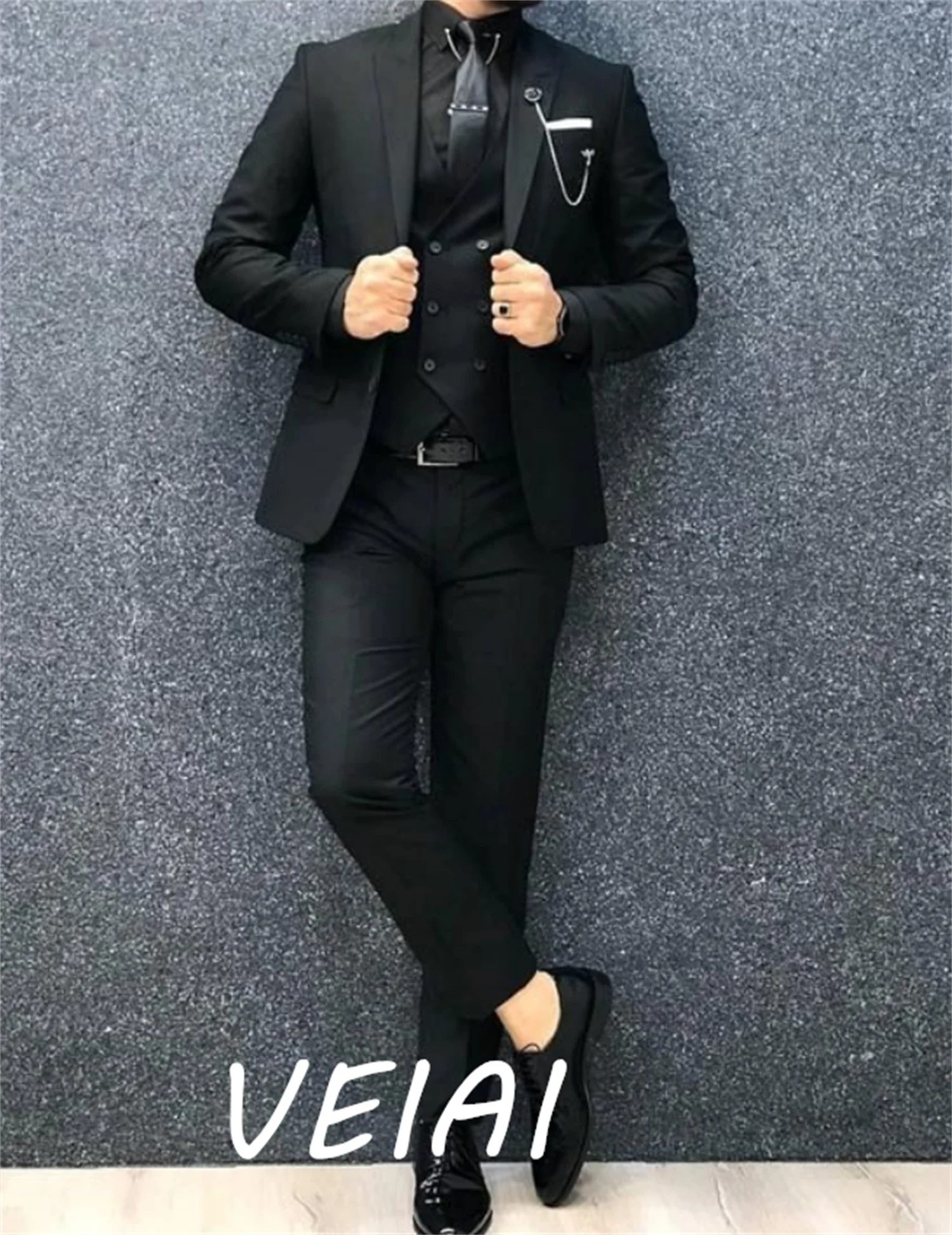

Customized Black Groom Wear Suits Slimкостюм мужской Wedding Dress Prom Dress Business Suits Party Suits 3 Pieces(J