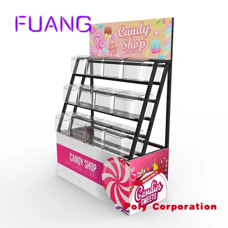 Imagem -02 - Personalizado Supermercado Candy Rack Metal Storage Rack Candy Display Stand com Logotipo Personalizado