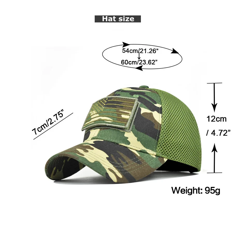 Men’s Tactical Mesh Trucker Hat, Camouflage Outdoor Baseball Cap with Removable Embroidered Patch, Adjustable Snap‑Back Sun Hat