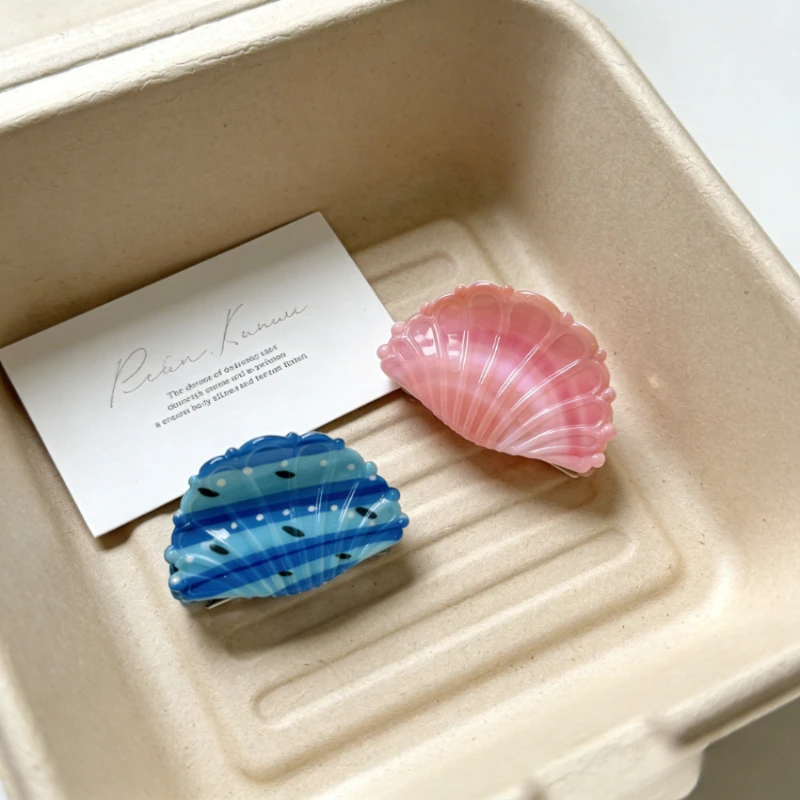 Bedruckte Muschel-Haarspange im Urlaubsstil, Sommer-Ozean-Haarklammer, Haarschmuck für den Hinterkopf, Pferdeschwanz-Klammer, Kreativ und Vielseitig
