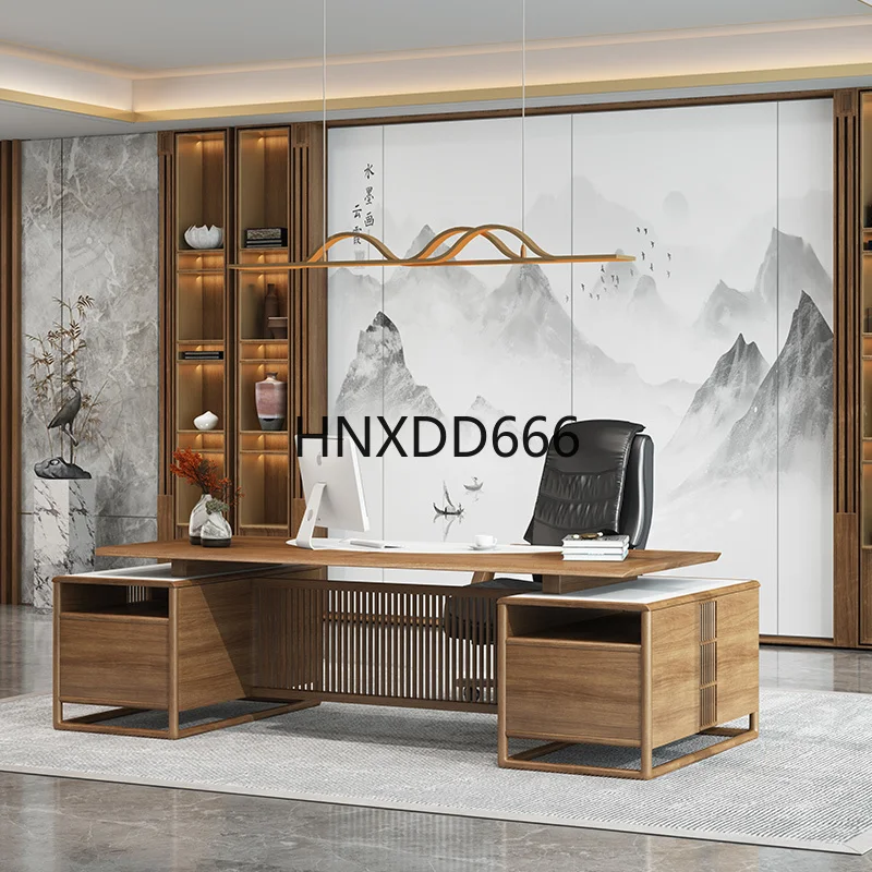 Meja bos kayu solid modern minimalis Cina baru