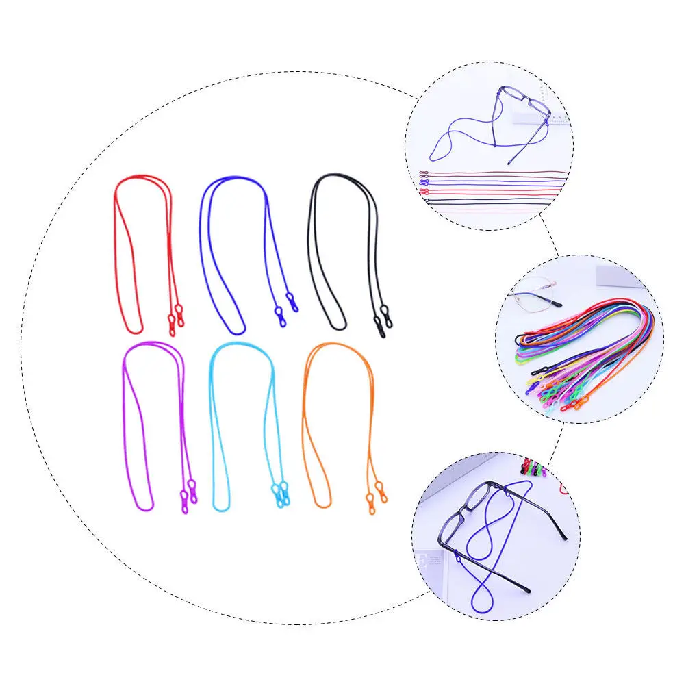 6Pcs Wear-Resistant Glasses Lanyard Set Elastic Non-Slip Silicone Eyeglass Strap for Men Women Neck Hanging Eyewear Retainer