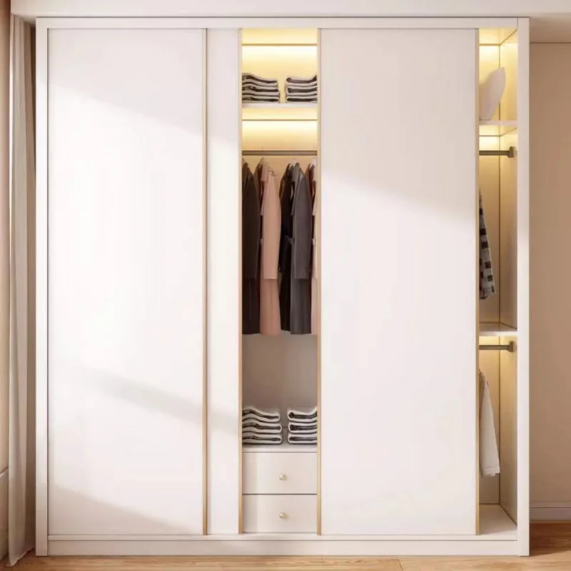 لوحة بيئية قابلة للتخصيص ENF الصف 2025 خزانة ملابس بباب منزلق جديد منزلي كريمي للرياح نوع معلق بالكامل