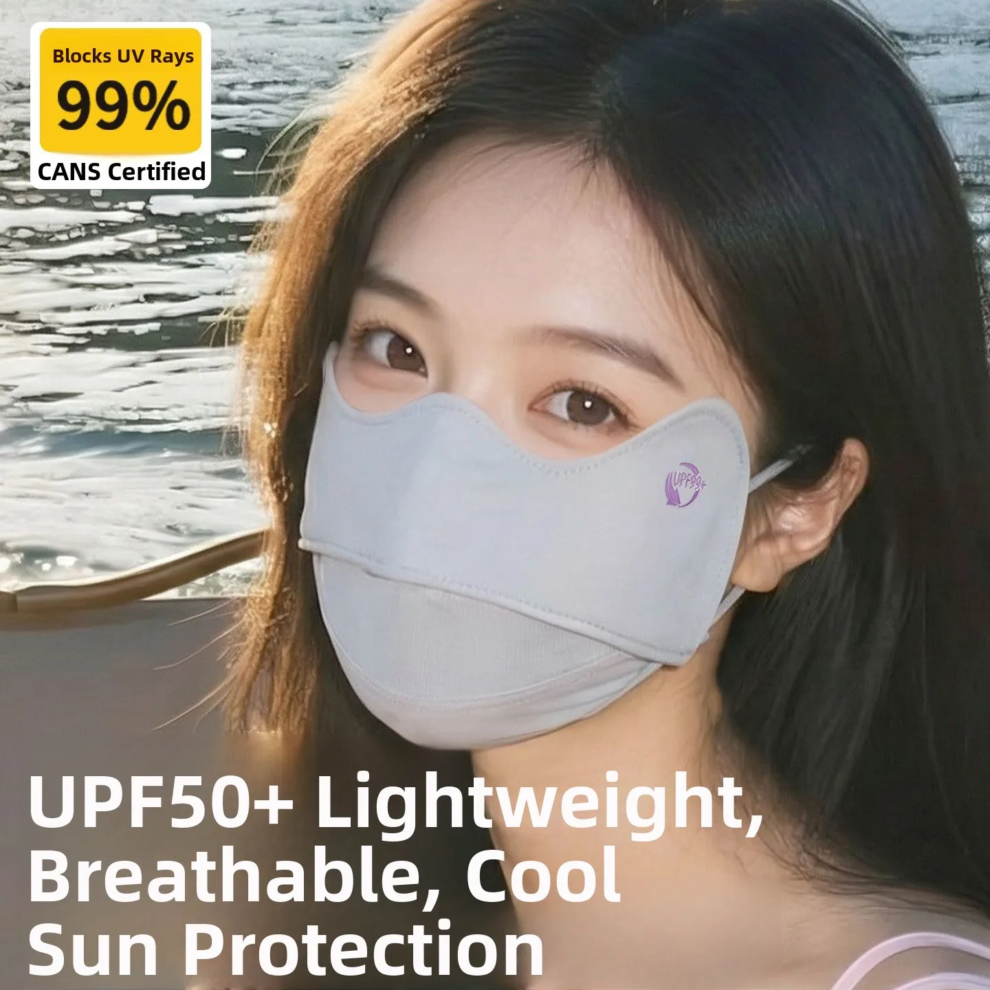 Mascarilla Facial de Verano para Mujer con Protección UV, Transpirable, de Seda Helada, Estilo Delgado, Cubre Toda la Cara, para Ciclismo, Versión Coreana, Tejido de Nailon