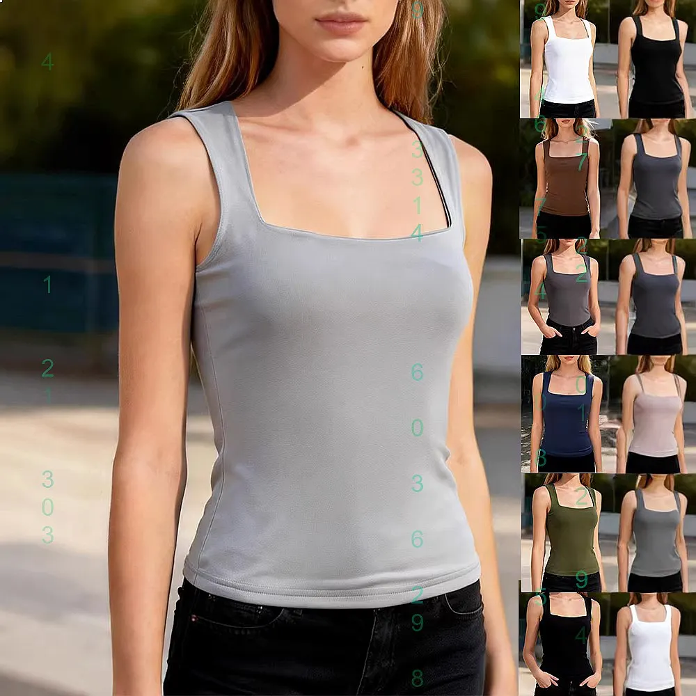 

Summer Women Square Neck Sleeveless Tee Tops Casual Blouse Comfortable Vest T Shirts
