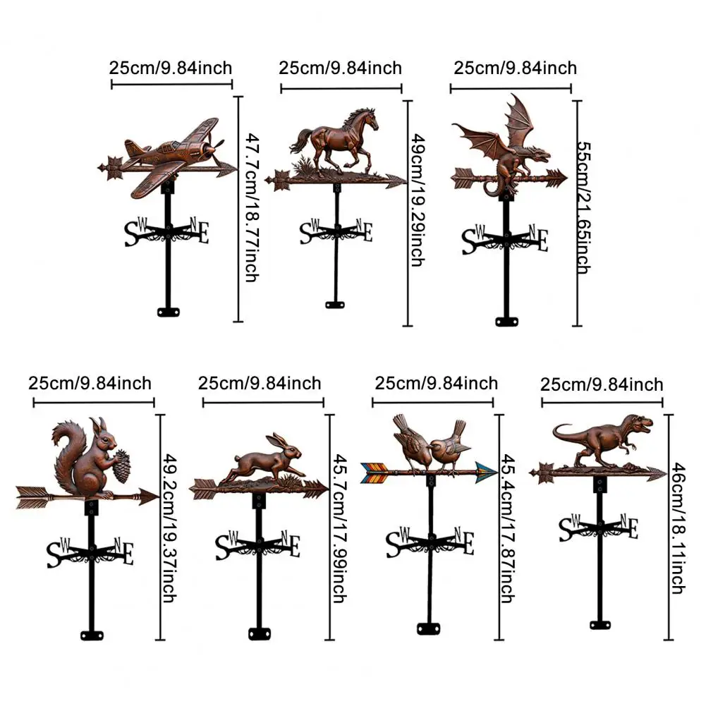 Rural Style Decor Outdoor Metal Dinosaur Weather Vane for Garden Decoration Rooftop Wind Indicator Unique Shed Ornament Garden view 6