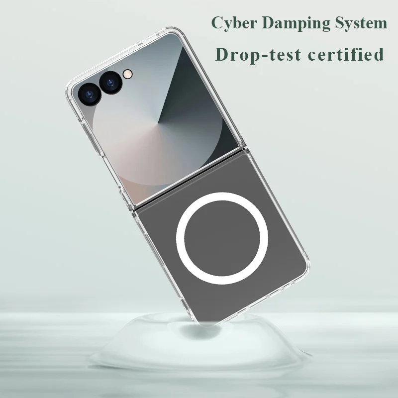 حافظة LR Toc لهاتف سامسونج جالاكسي Z فليب 7 كريستال شفافة مغناطيسية صلبة من البولي كربونات + غطاء خلفي ناعم من مادة البولي يوريثان الحراري 360