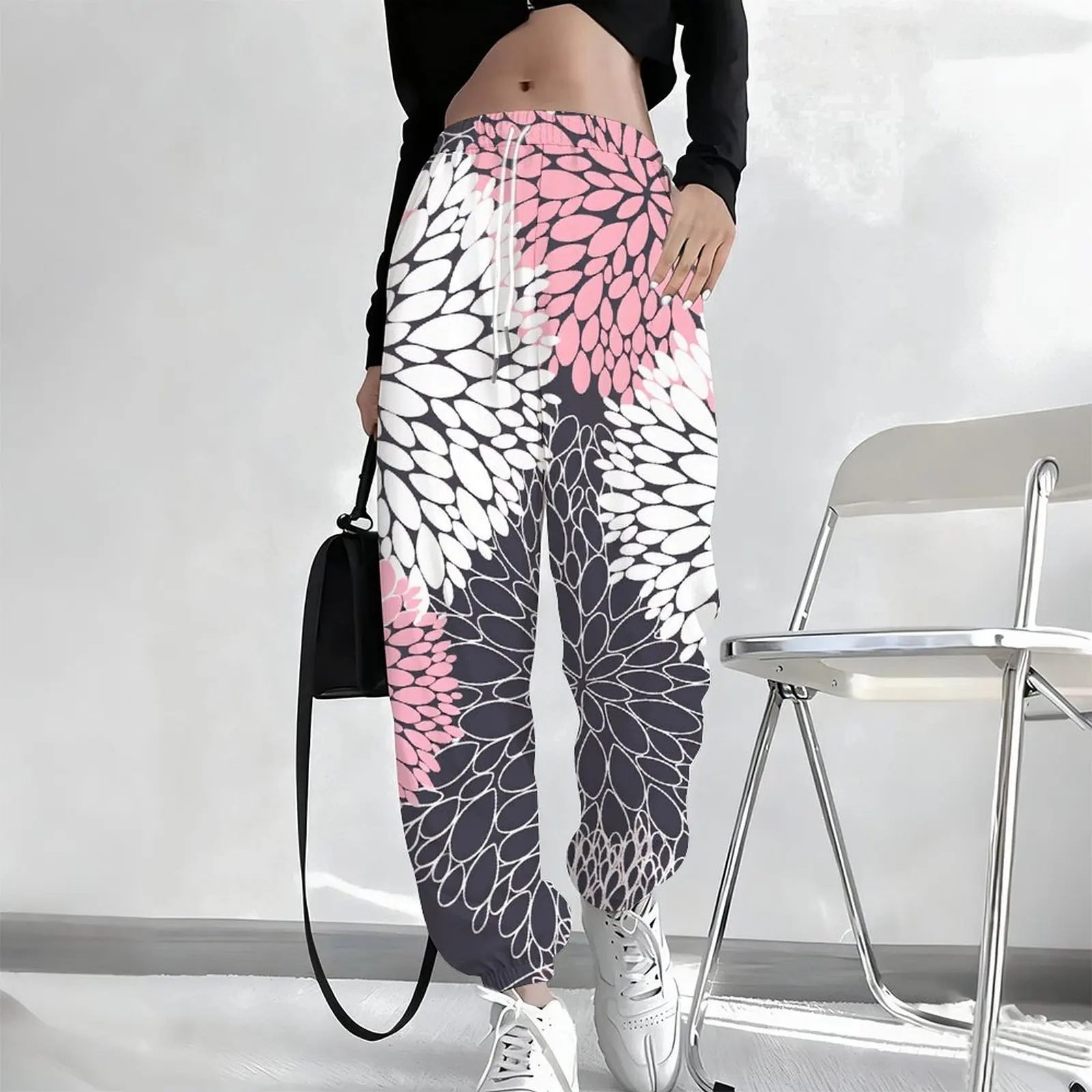 Pocket Trousers Women's Fashion Drawstring Jogging Pants Winter Daily Casual Yoga Pants Autumn Printed Sportswear Pants