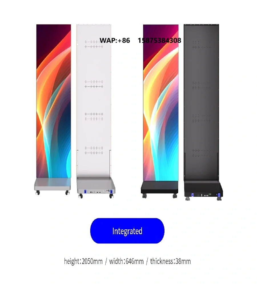 No Touch Freestanding LED Poster Screen Indoor Vertical LED Advertising Display  Information Broadcast Screen