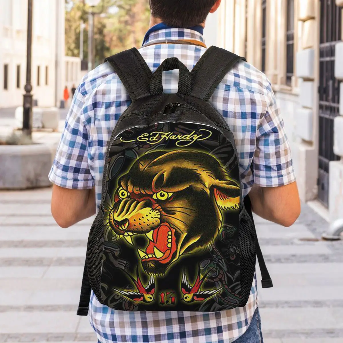 Ed-hardy Tattoo Tiger Skull Backpack Student Boys Girls BookBag School Bag Computer Shoulder Bags