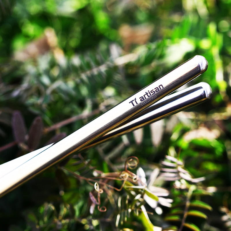 Tiartisan Titanium Camping Tableware Ultralight Portable 195mm/ 230mm Hollow Chopsticks Cutlery For Outdoor Hiking Backpacking view 4