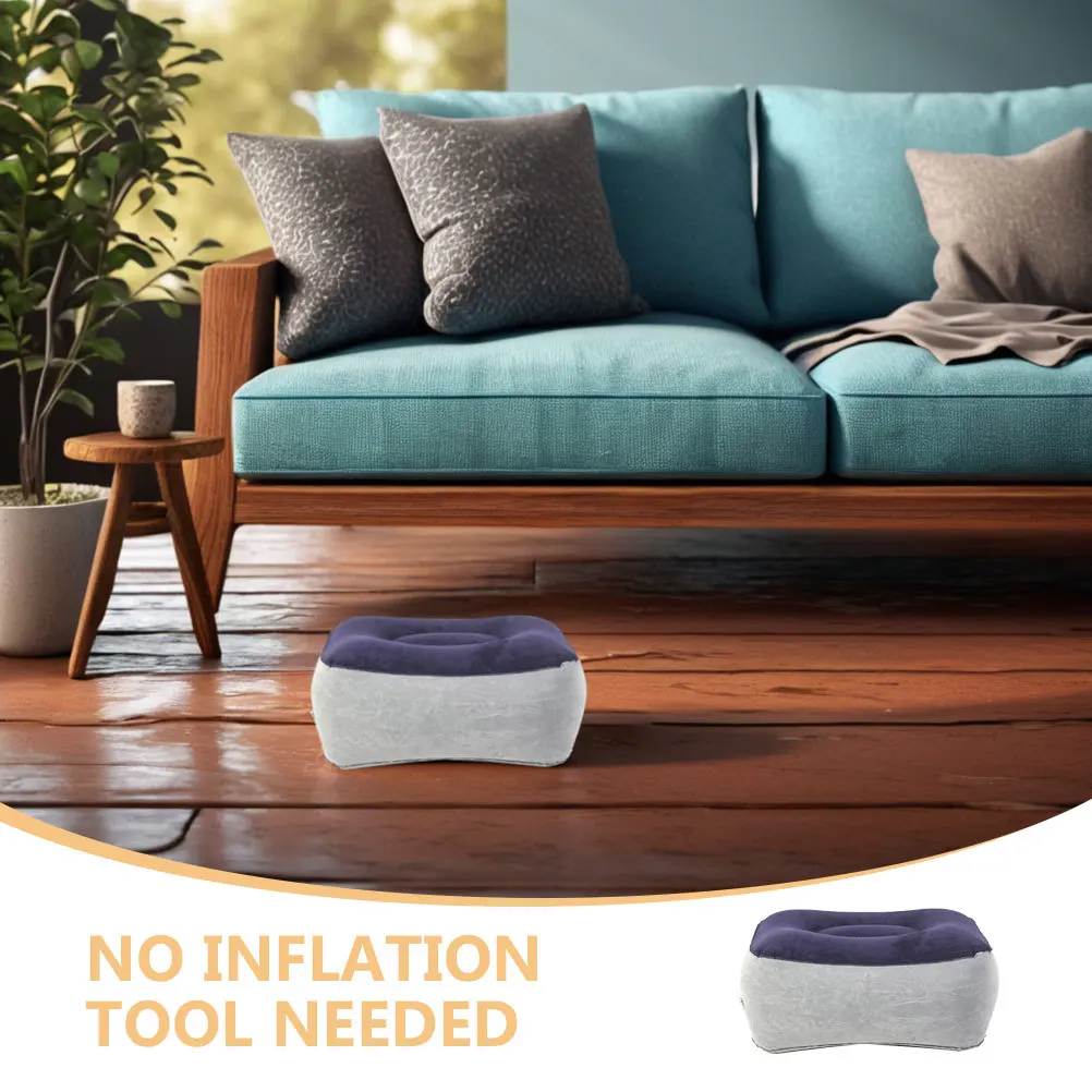 2 szt. Nadmuchiwana poduszka pod stopy do podróży, wysokiej jakości flokowana PVC, łatwa w czyszczeniu, nie wymaga pompowania, do samochodu, samolotu, do gier